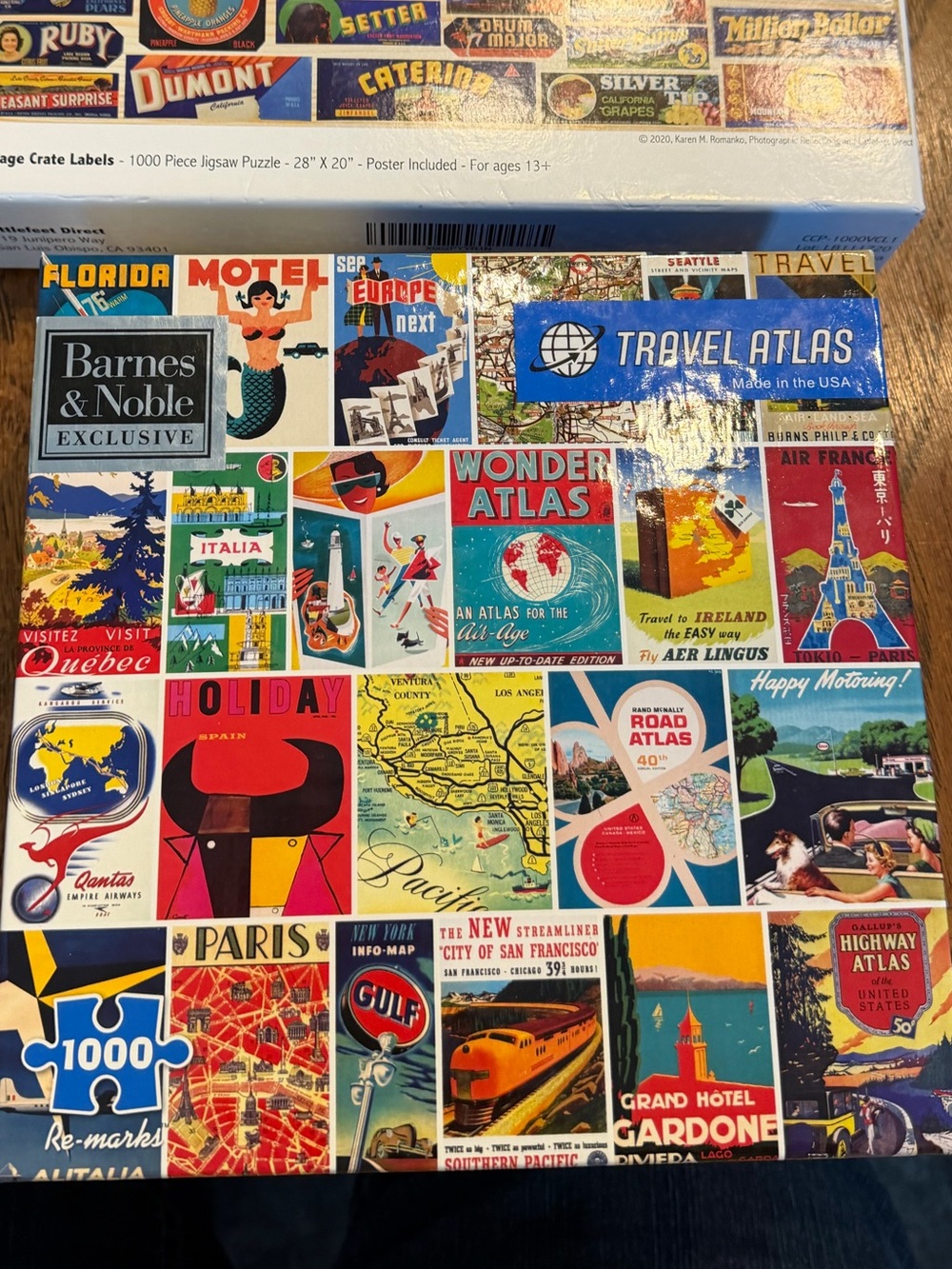 Barnes & Noble Travel Atlas Jigsaw Puzzle - Blue, Red, Yellow, Green, White